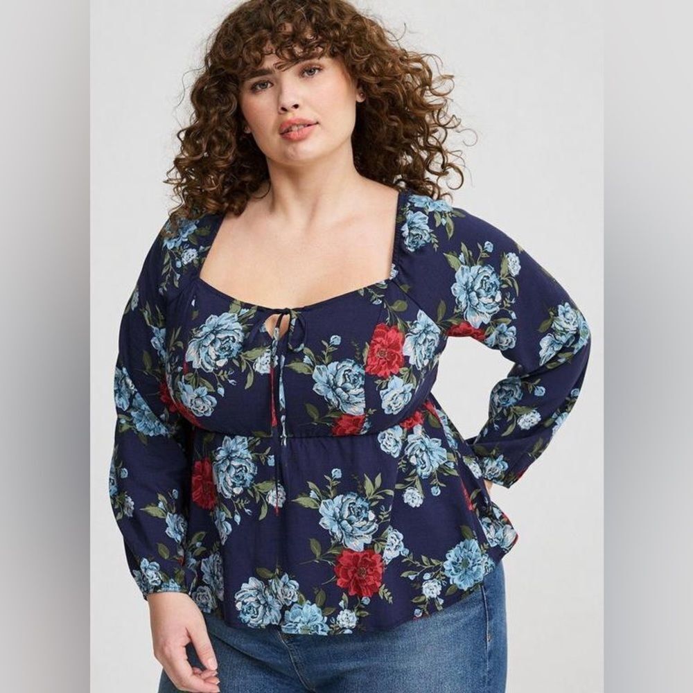 Torrid Peplum Challis Sweetheart Top